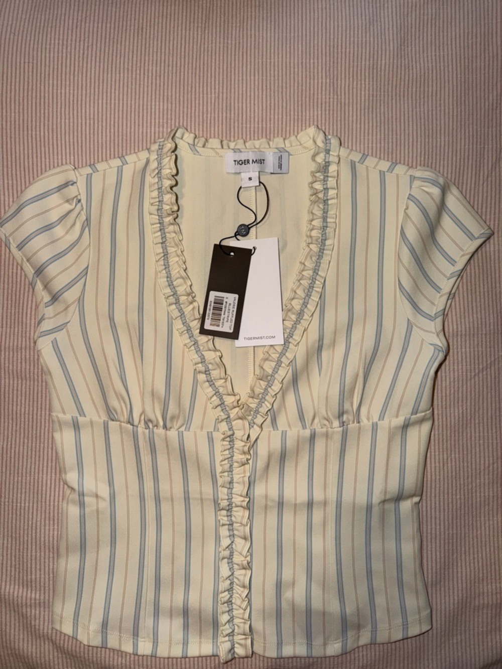 Tiger Mist Cream Striped Ruffle Set